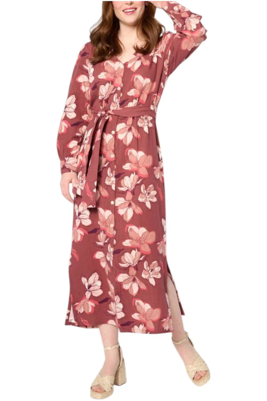 Peace Love World Gauze Button-Front Tie-Waist Dress FrchMauve - Regular